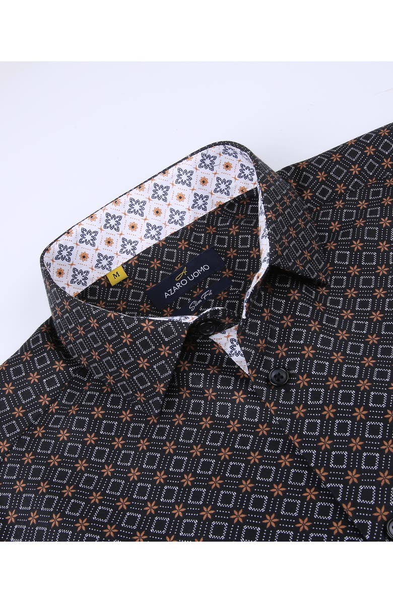 Azaro Uomo Slim Fit Geometric Print Performance Button-Up Shirt, Alternate, color,