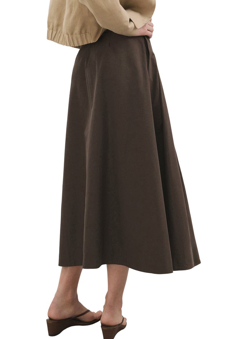 Pleated Midi Skirt, Alternate, color, CHOCOLATE