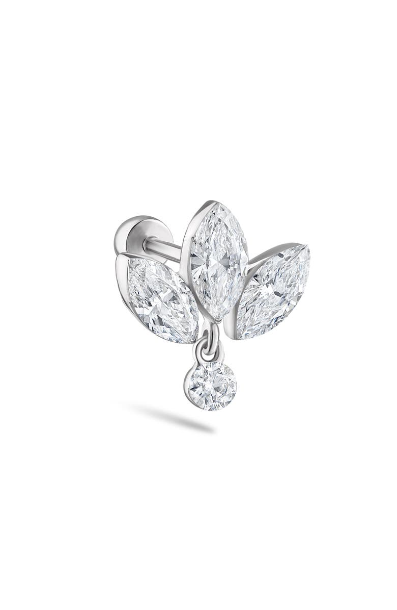 MARIA TASH Invisible Diamond Lotus with Dangle Singled Threaded Stud Earring, Main, color, 