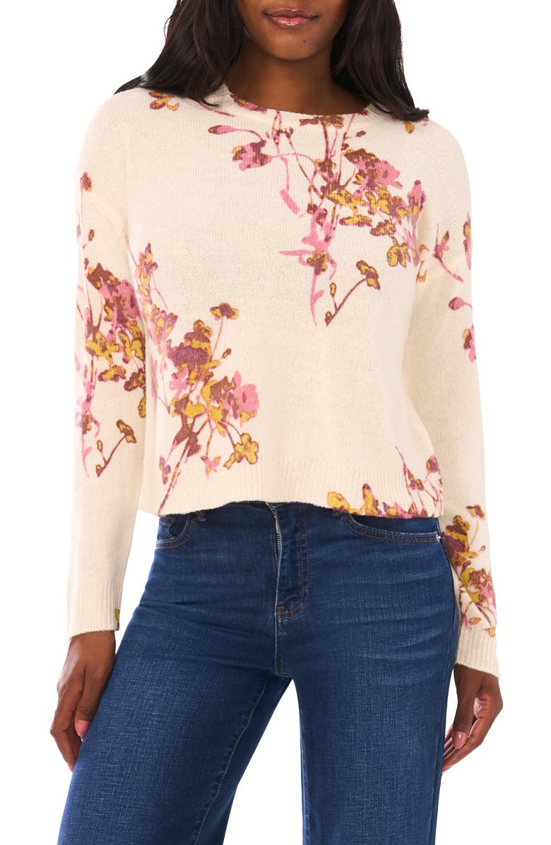 Vince Camuto Electric Bouquet Sweater, Main, color, Birch