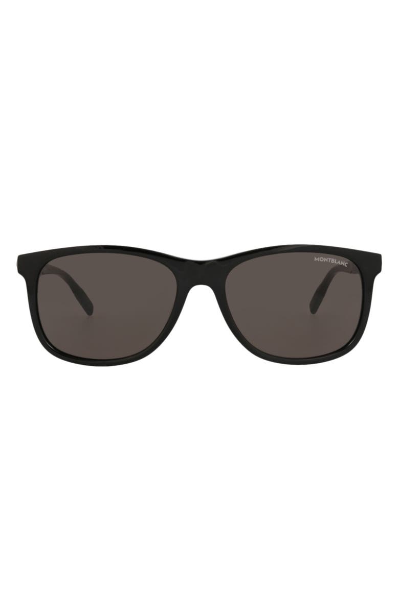 Montblanc Core Square Sunglasses, Main, color, Black Black Grey
