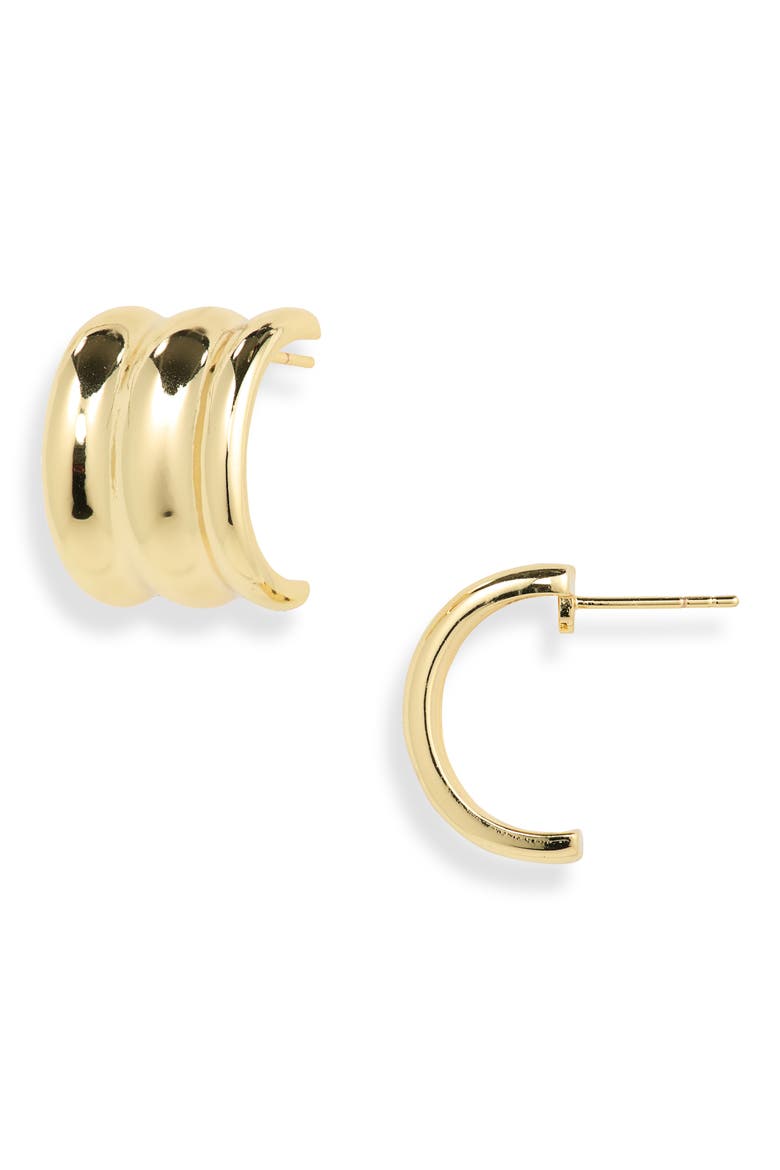 Ribbed Hoop Earrings, Main, color, GOLD
