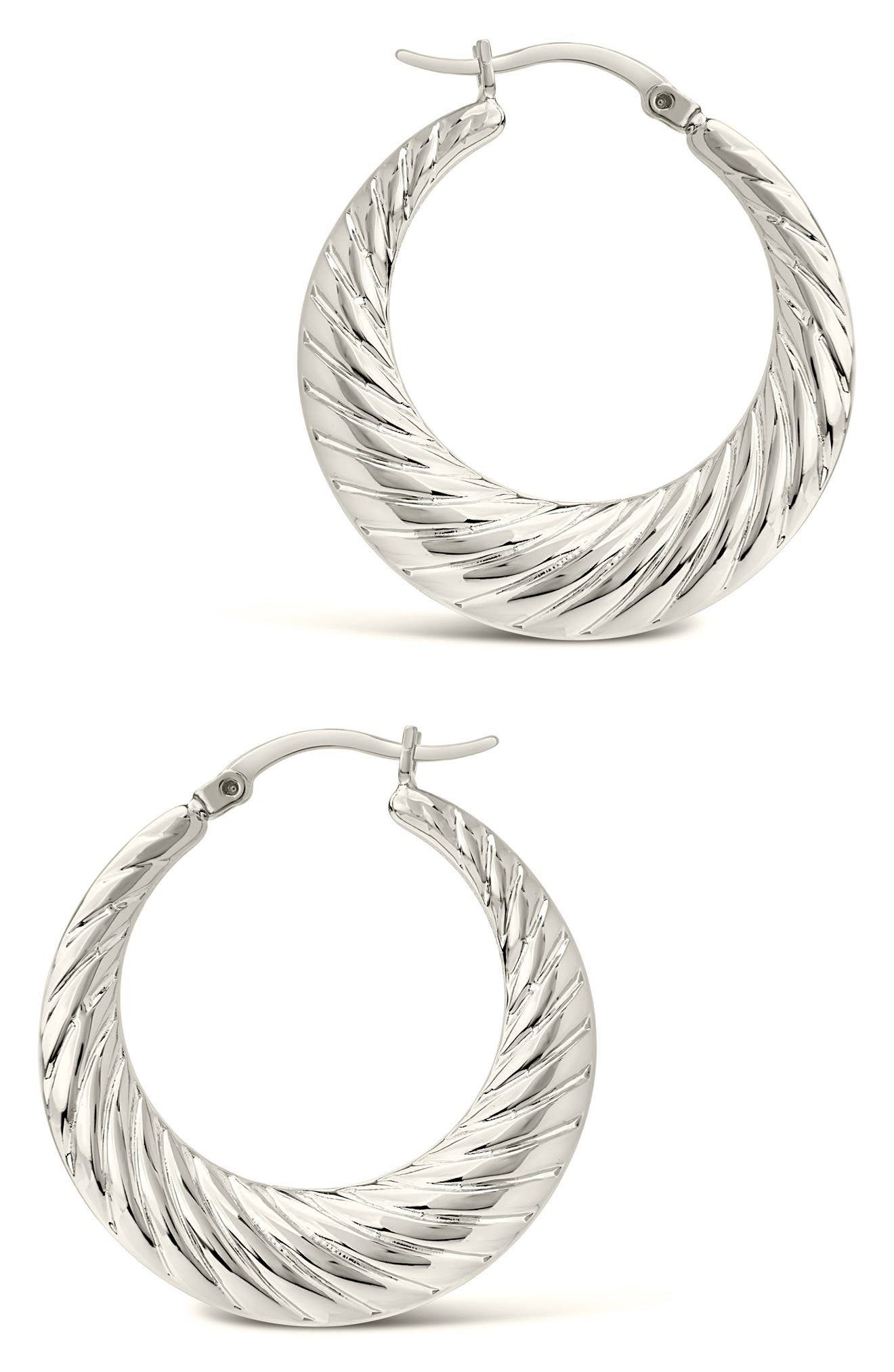 Sterling Forever Delia Hoop Earrings