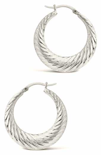Sterling Forever Delia Hoop Earrings
