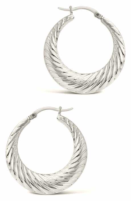 Sterling Forever Delia Hoop Earrings