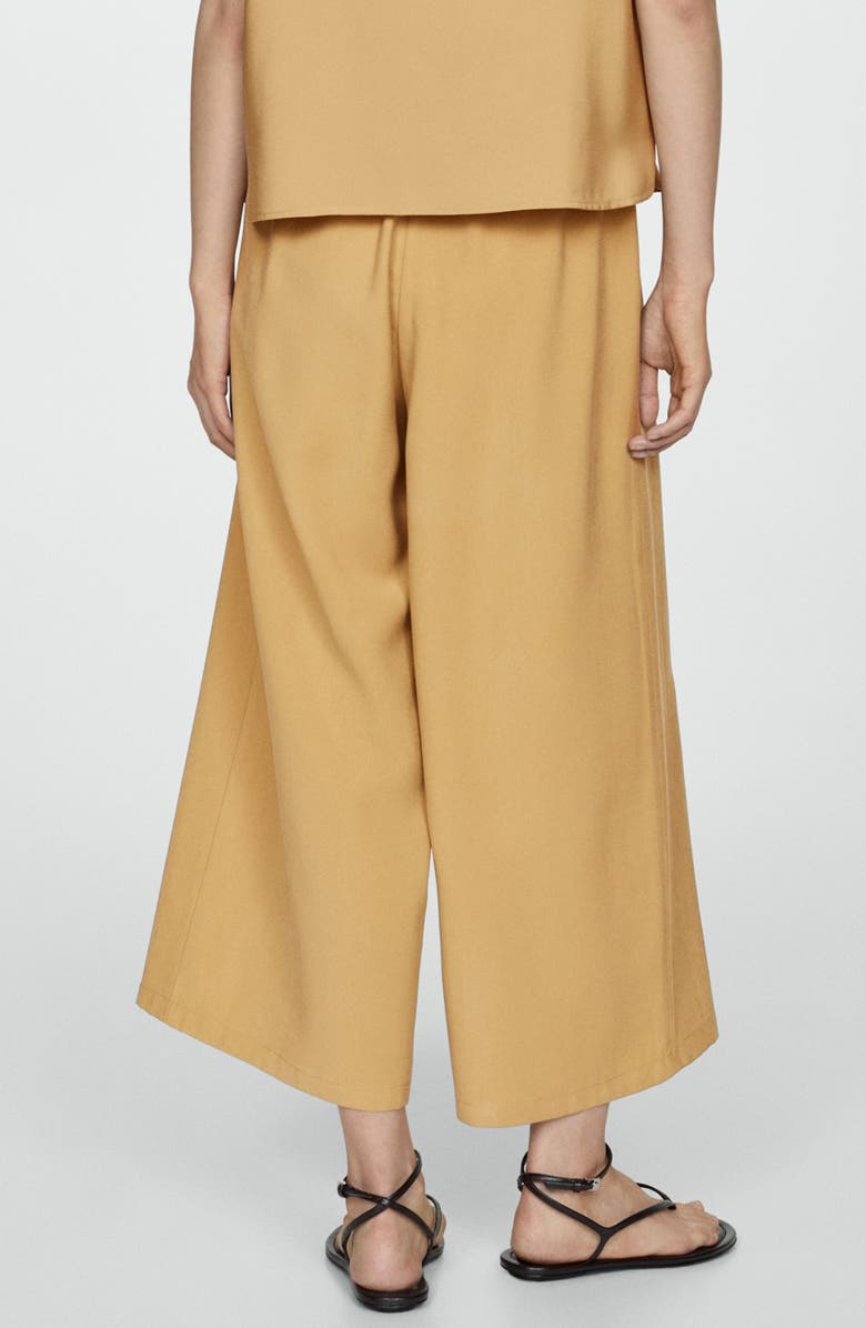 MANGO Tie Belt Wide Leg Pants, Alternate, color, Medium Brown