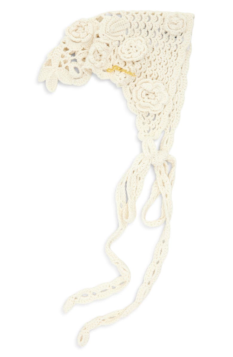 Ganni Crochet Head Scarf, Main, color, Egret