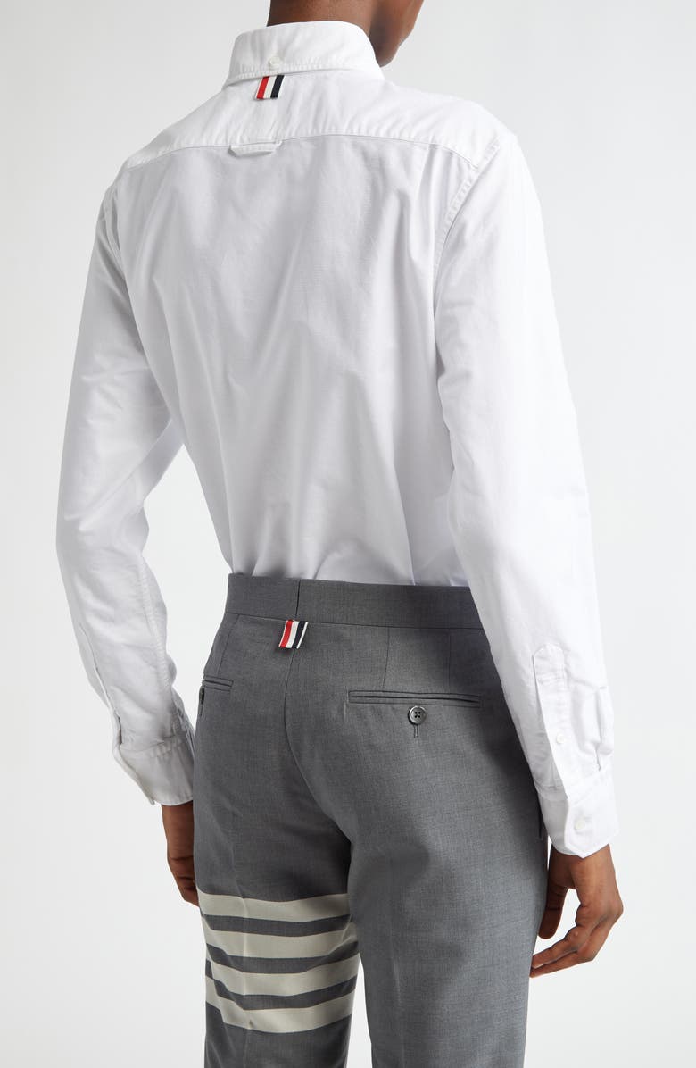 Thom Browne Rose Embroidered Button-Up Shirt, Alternate, color, 