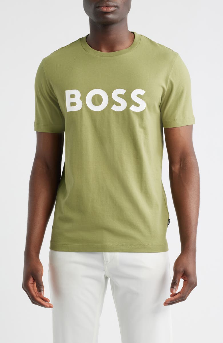 BOSS Tiburt Logo Graphic T-Shirt, Main, color, Medium Green