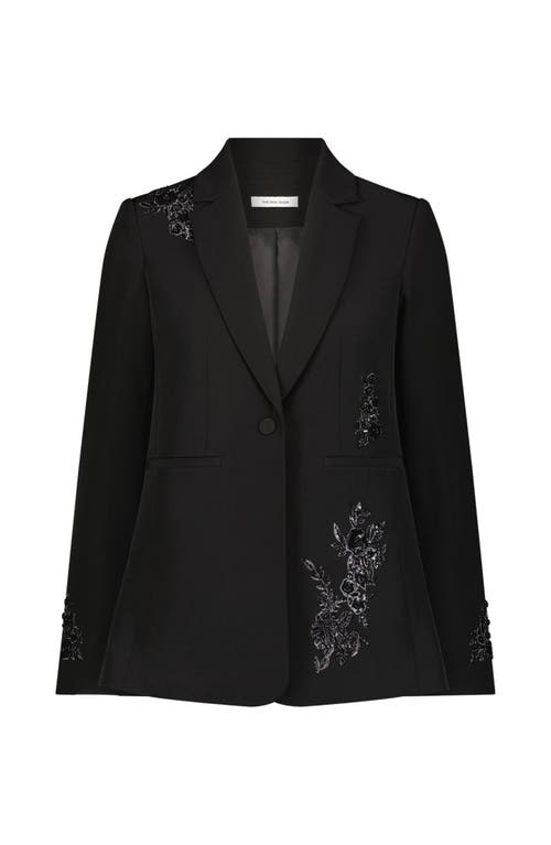 The Noli Shop London Floral Sequin Blazer In Black