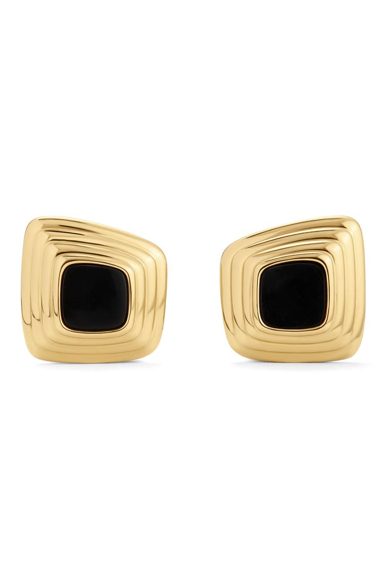Tapered Statement Stud Earrings, Main, color, GOLD/ BLACK