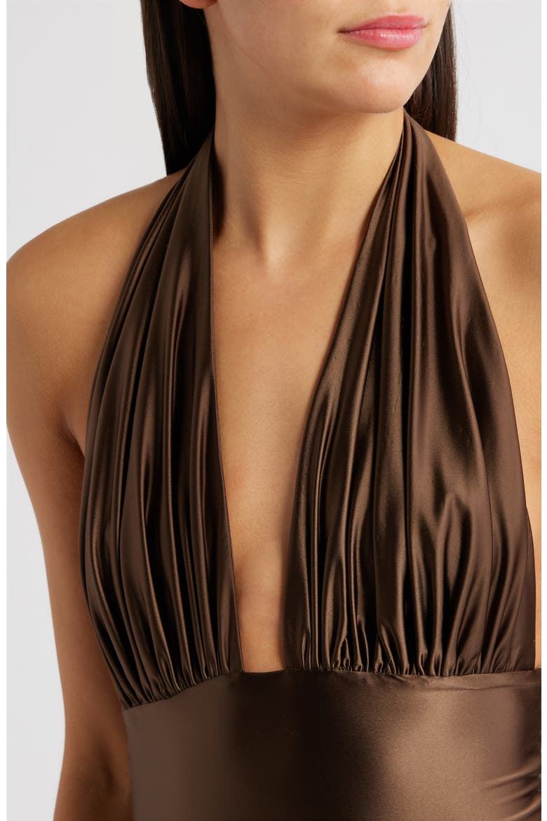 Rae Halter Gown, Alternate, color, BROWN