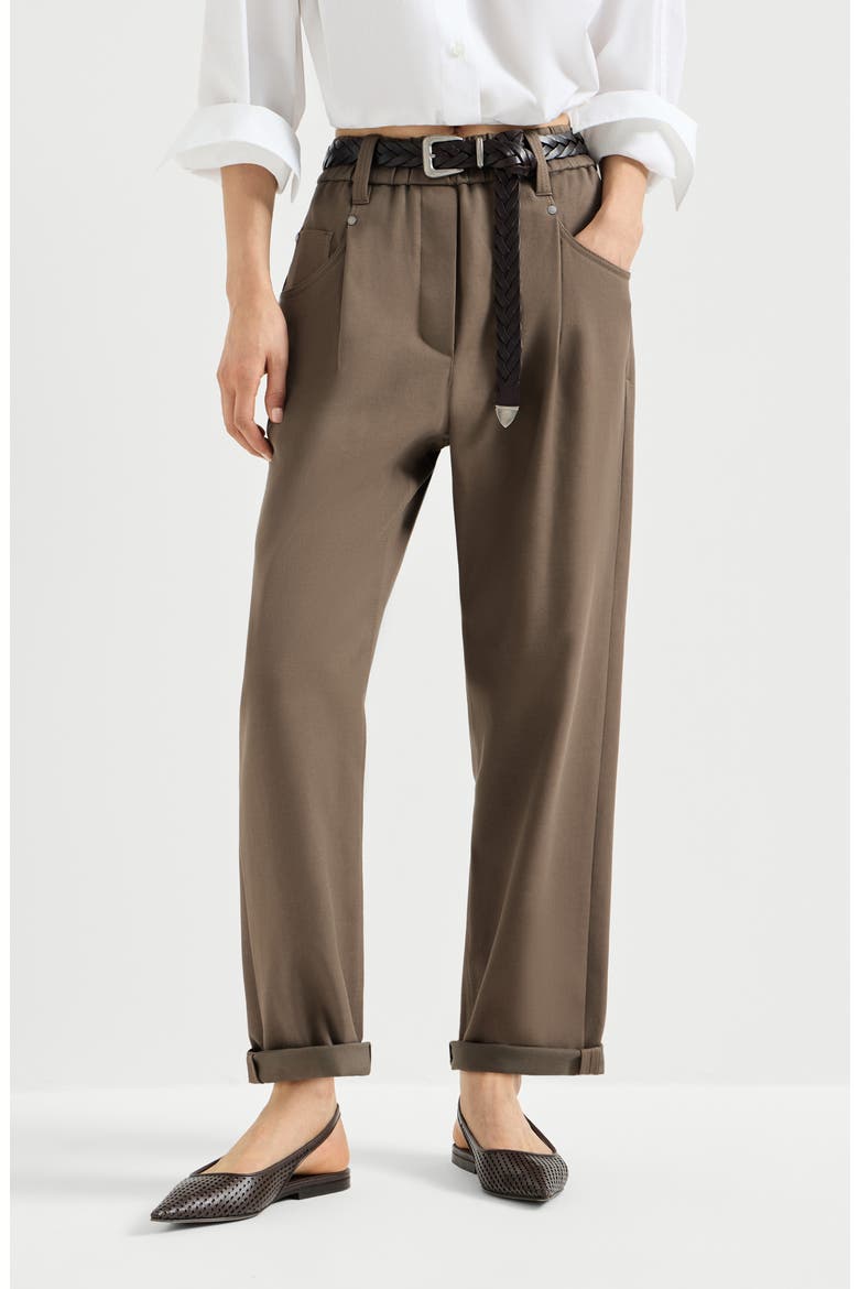 Baggy Pull-On trousers, Main, color, Brown