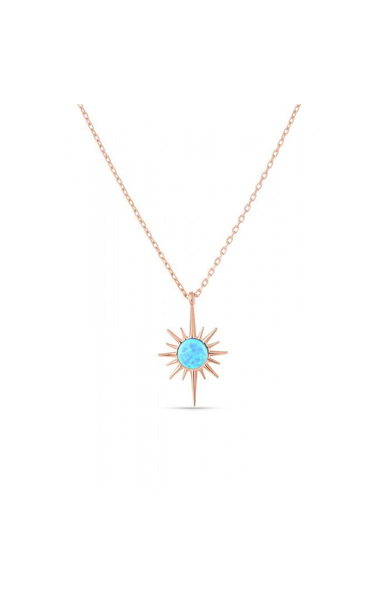 Spero London Blue Opal Northernstar Sterling Silver Pendant Necklace, Main, color,