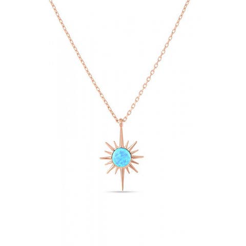 Blue Opal Northernstar Sterling Silver Pendant Necklace