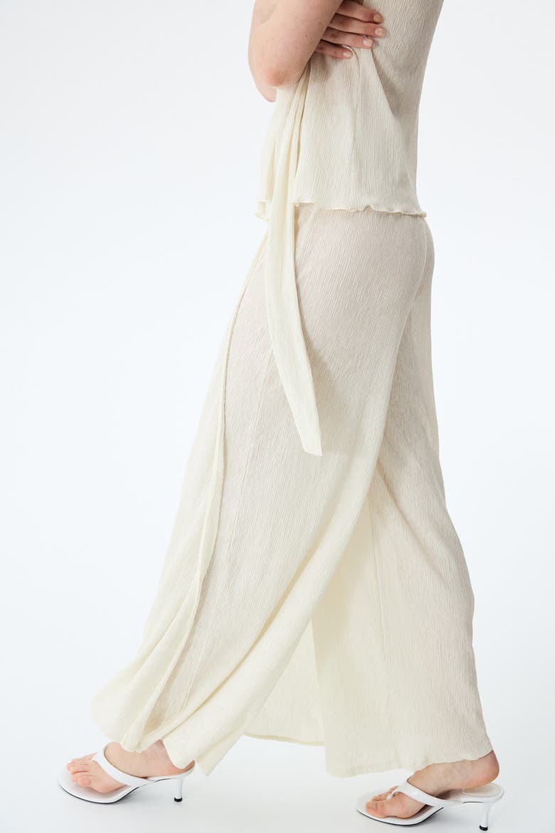 Crinkled Wrapover Pants, Alternate, color, Light beige