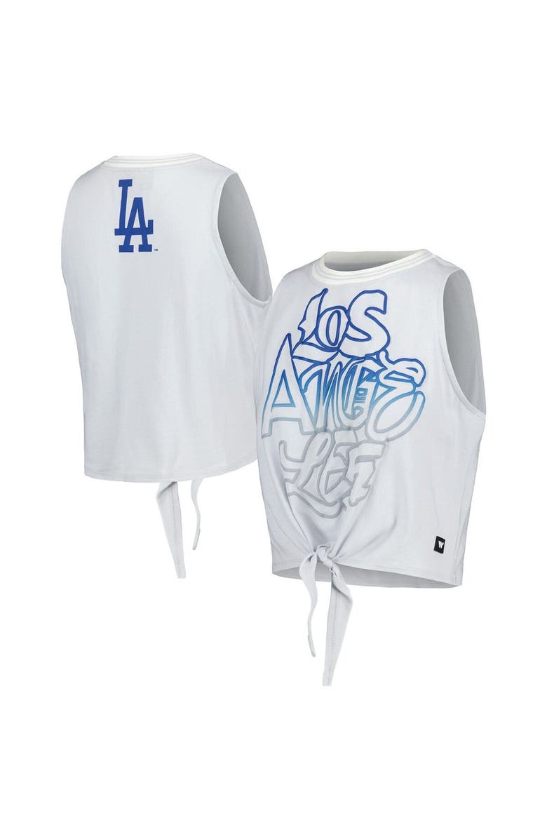 THE WILD COLLECTIVE Women's The Wild Collective Gray Los Angeles Dodgers Twisted Tie Front Tank Top, Main, color, Gray
