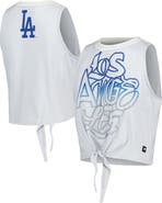 THE WILD COLLECTIVE Women's The Wild Collective Gray Los Angeles Dodgers Twisted Tie Front Tank Top