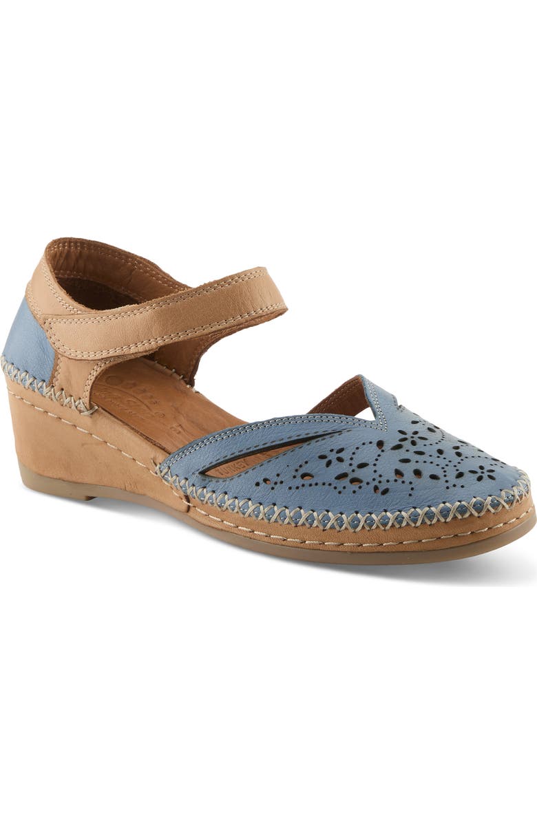 Spring Step Ezlyn Ankle Strap Wedge Pump, Main, color, Denim Multi