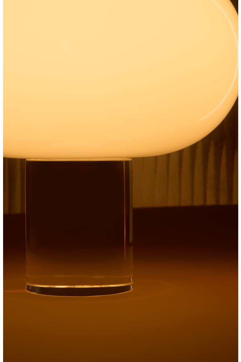 Callisto 11" White Glossy Glass LED Table Lamp with Rotary Dimmer, Alternate, color, White