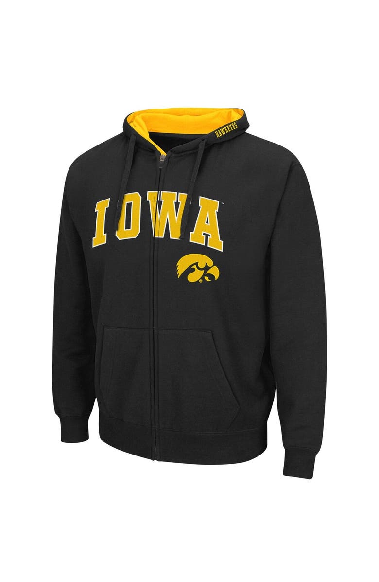 COLOSSEUM Men's Colosseum Black Iowa Hawkeyes Arch & Logo 3.0 Full-Zip Hoodie, Alternate, color, Black