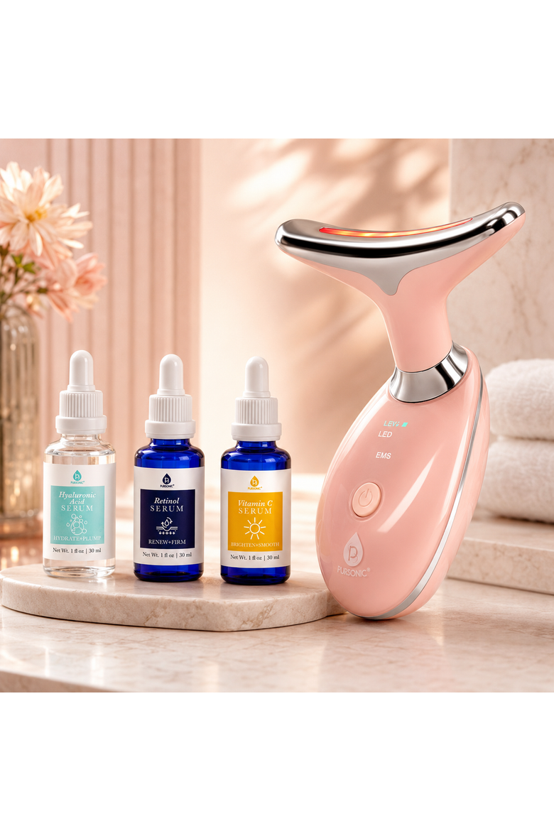 7-in-1 LED Beauty Device & Anti-Aging Serum Set Bundle, Alternate, color, Multicolor