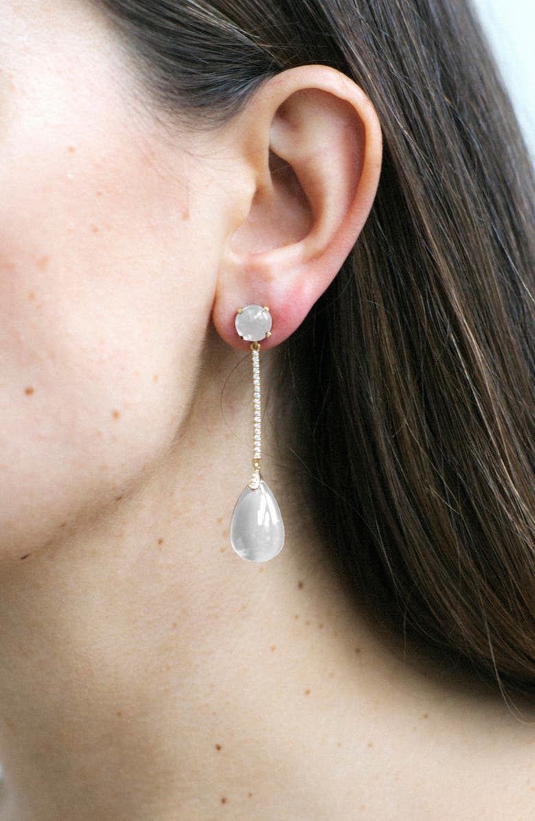 GOSHWARA Naught Cabochon Drop Earrings, Alternate, color, White