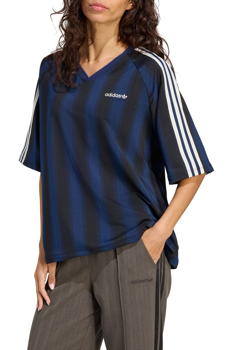 adidas Linear Stripe Jersey T-Shirt, Main, color, 