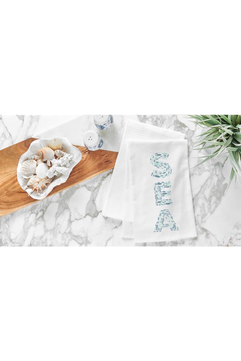 "Sea" 100% Cotton Flour Sack Dishtowel, Alternate, color, Blue