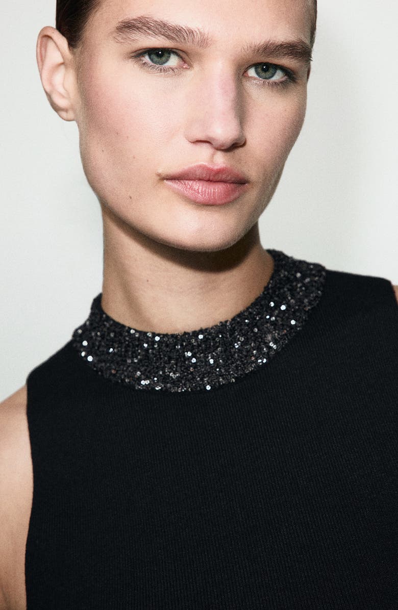 MANGO Sequin Sleeveless Sweater Dress, Alternate, color, 