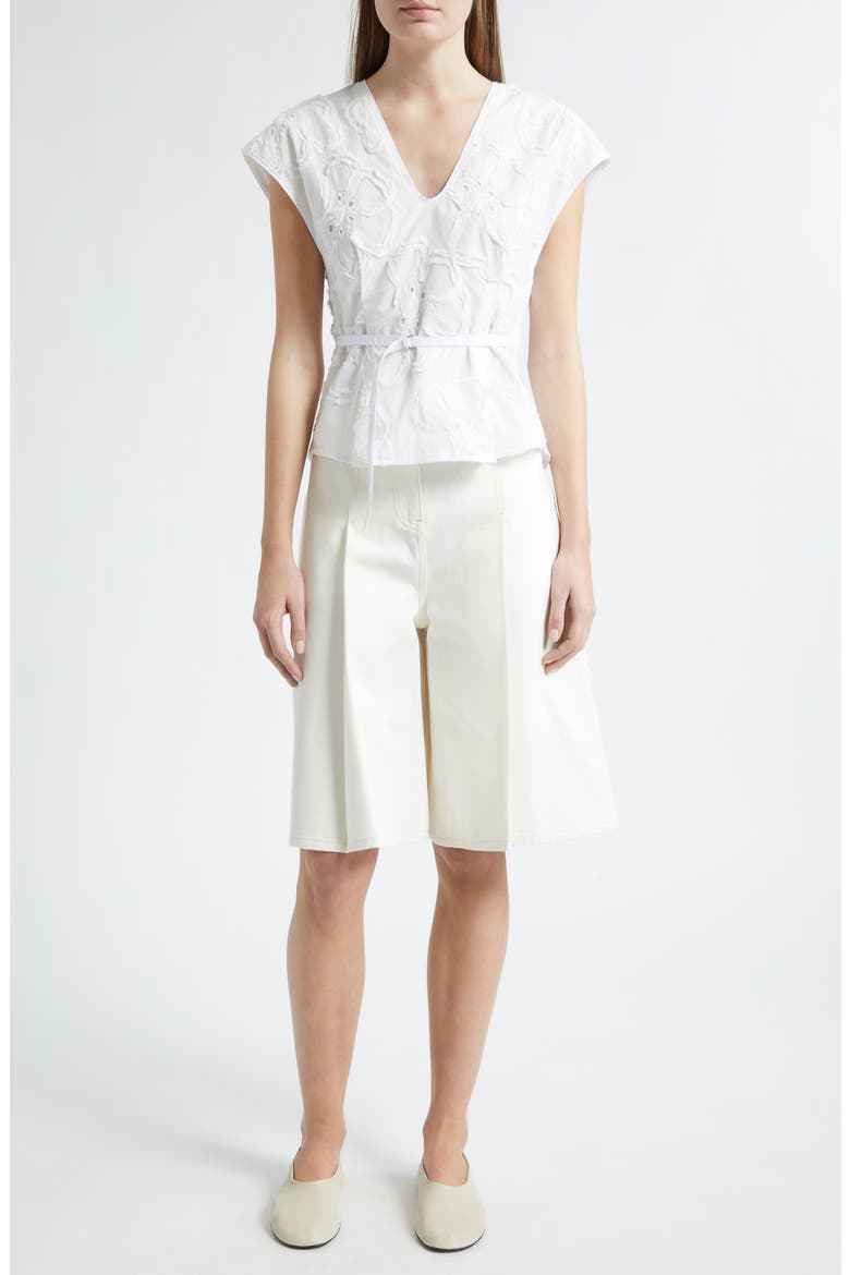 3D Floral Embroidered Top, Alternate, color, WHITE