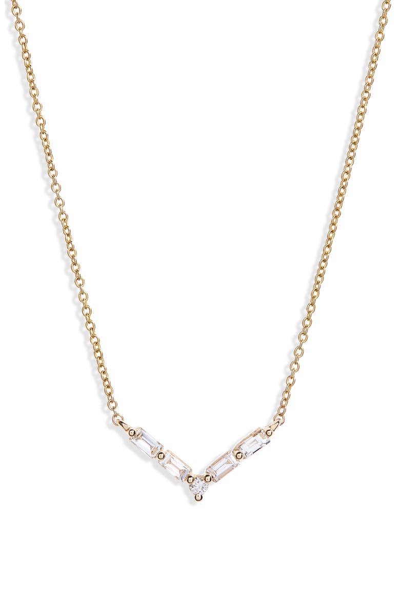 Sadie Pearl Mini V-Shape Necklace, Alternate, color, YELLOW GOLD