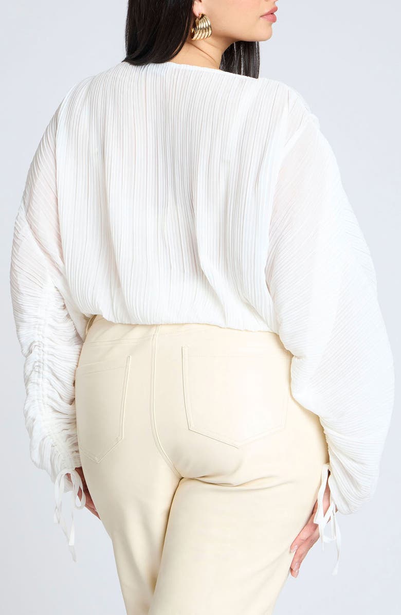 ELOQUII Dolman Long Sleeve Plissé Chiffon Top, Alternate, color, 