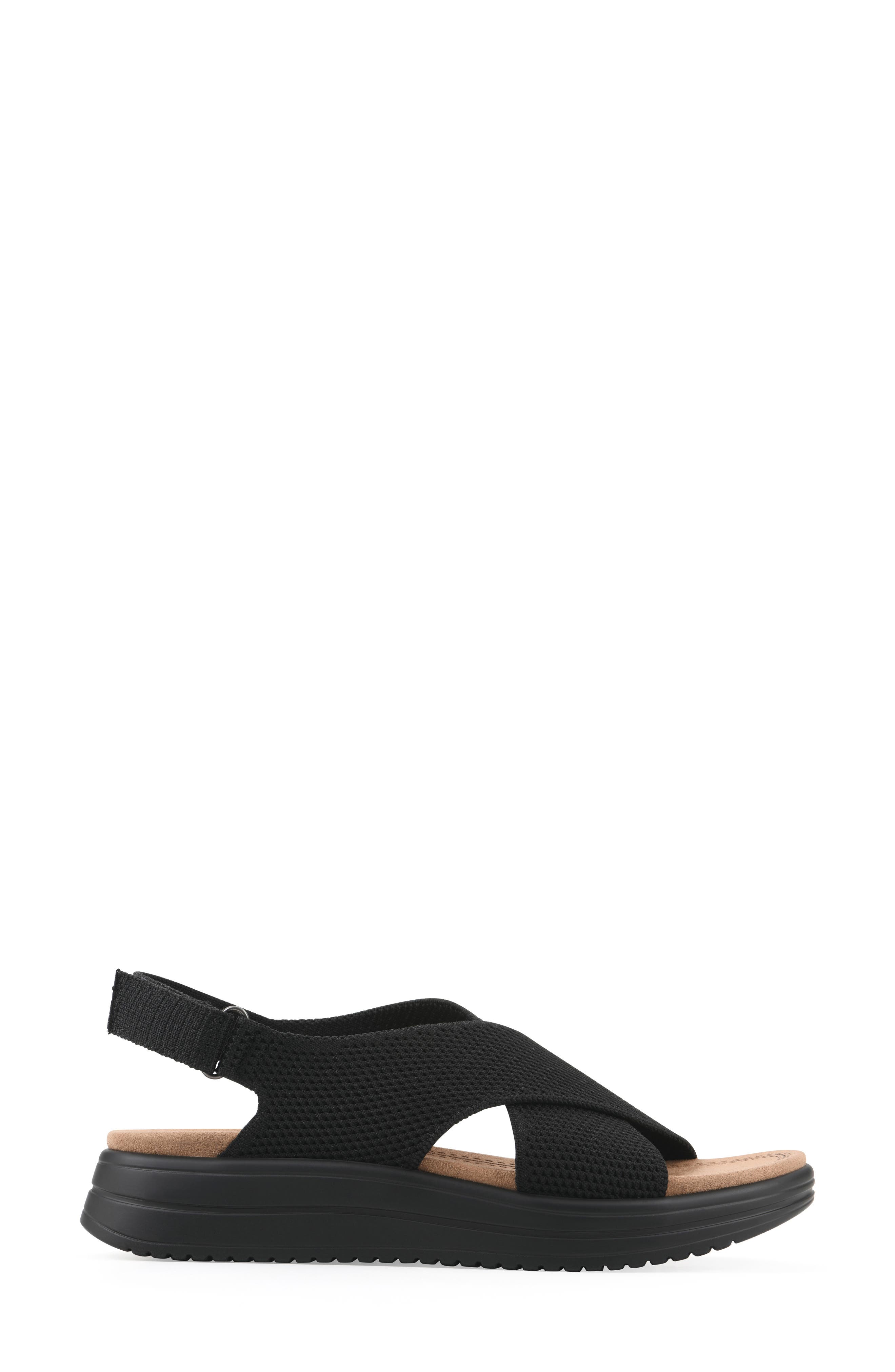 CLIFFS BY WHITE MOUNTAIN Harleen Flatform Slingback Sandal, Alternate, color, Black/ Fabric