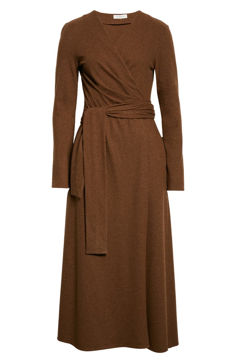 Lafayette 148 New York Irelyn Long Sleeve Wool & Cashmere Midi Wrap Dress, Alternate, color, 