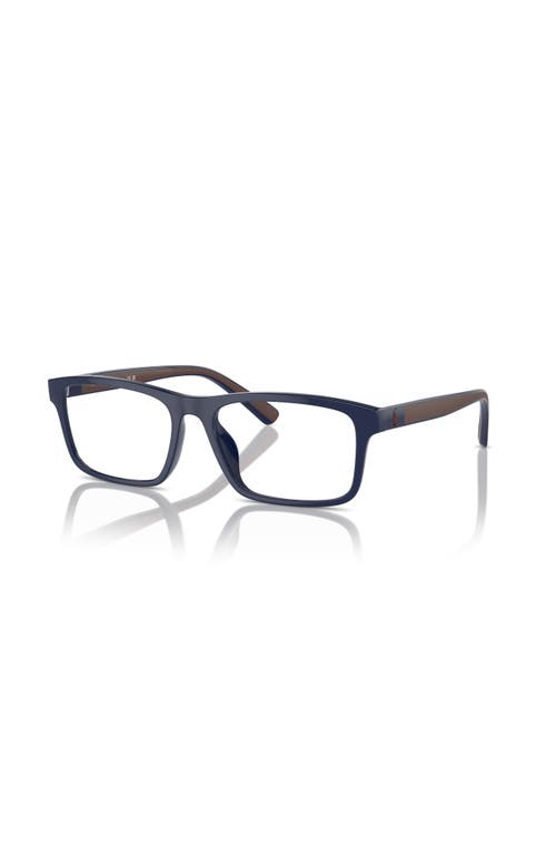 Polo Ralph Lauren 56mm Rectangle Optical Glasses In Blue