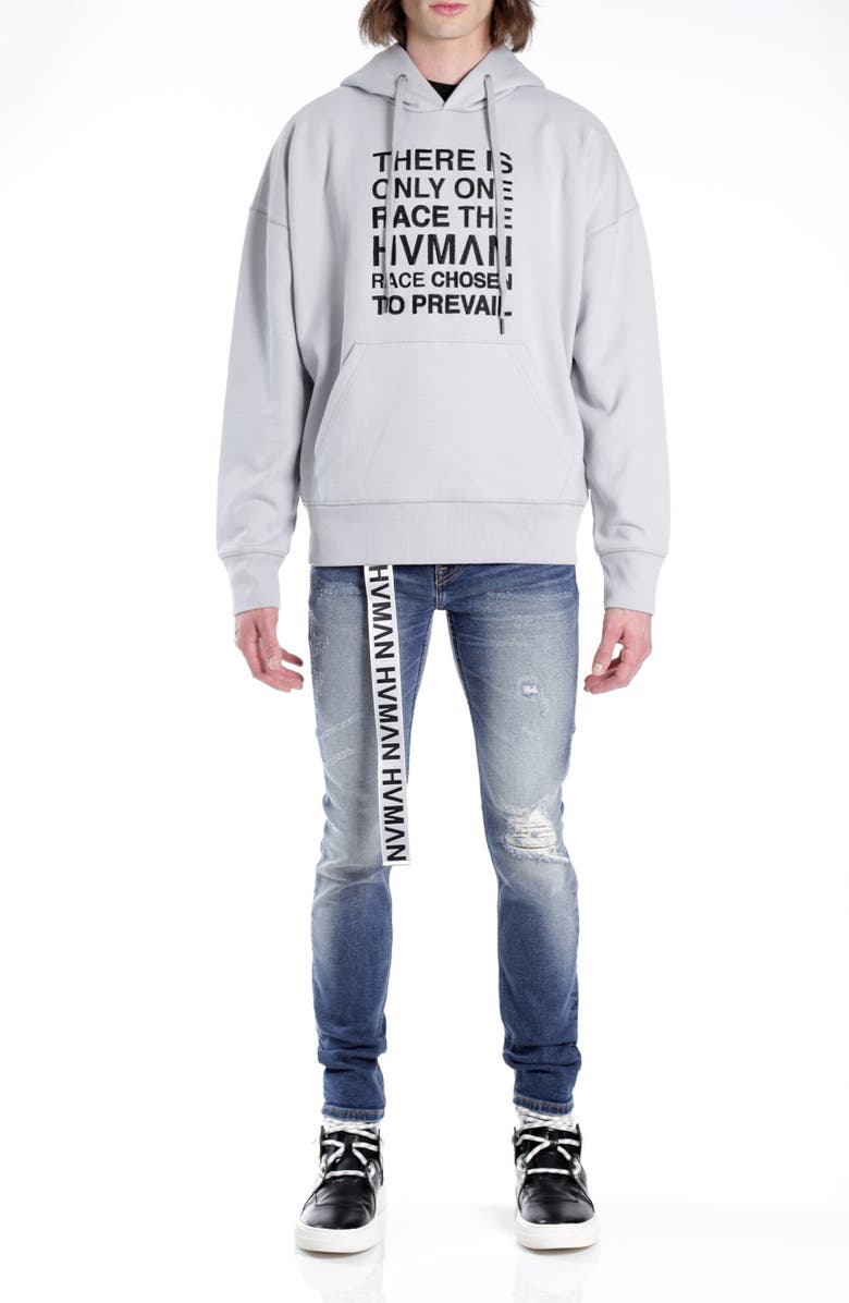 HVMAN Embroidered Logo Hoodie, Alternate, color, Ghost
