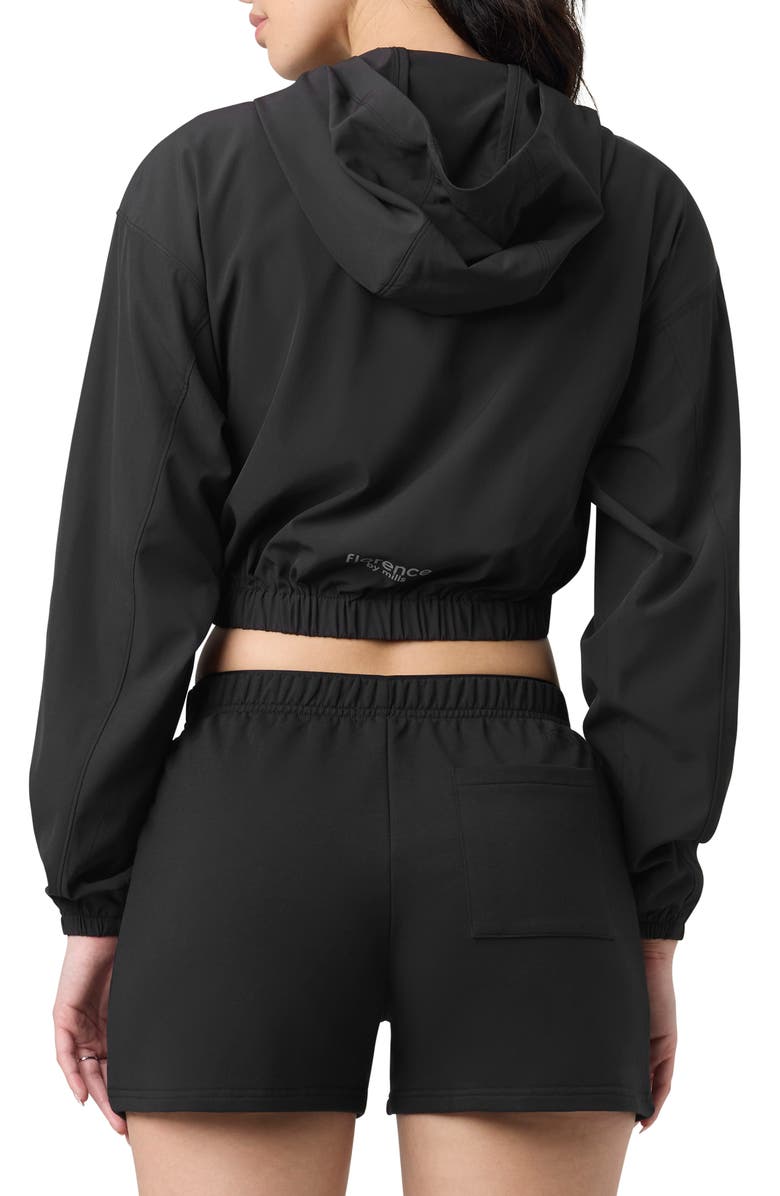 Florence by Mills Front Zip Hooded Crop Track Jacket, Alternate, color, Black