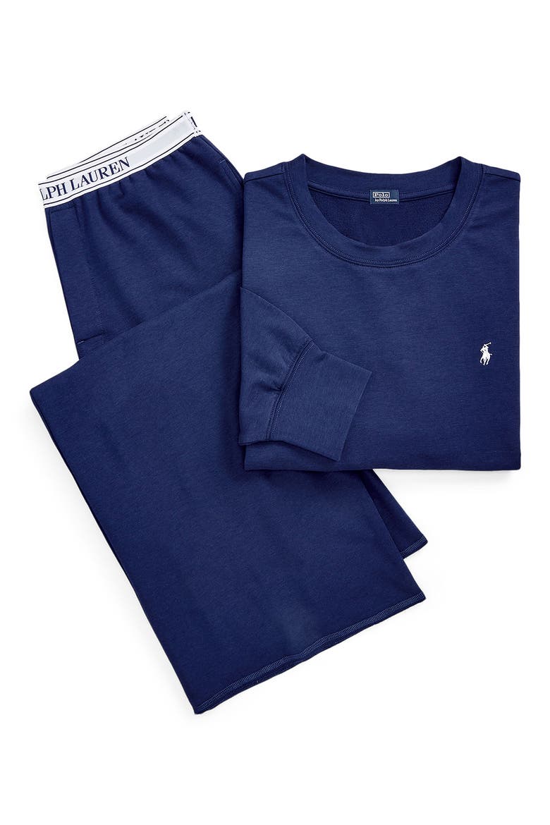Sweatshirt & Wide Leg Pajamas, Alternate, color, NAVY
