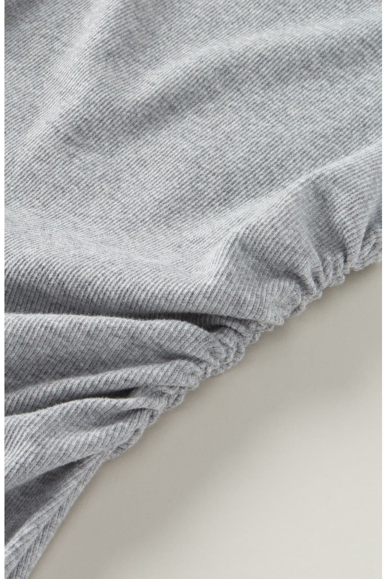 Kids' Shirred Cap Sleeve Stretch Cotton Blend Rib Dress, Alternate, color, GREY HEATHER