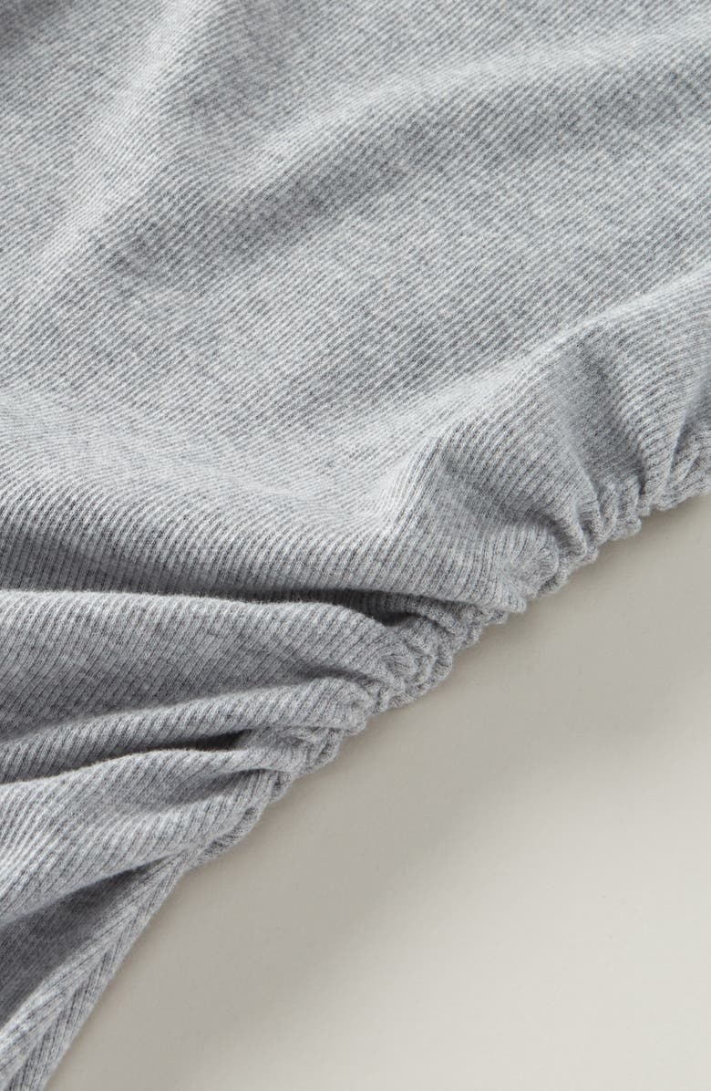 Treasure & Bond Kids' Shirred Cap Sleeve Stretch Cotton Blend Rib Dress, Alternate, color, Grey Heather