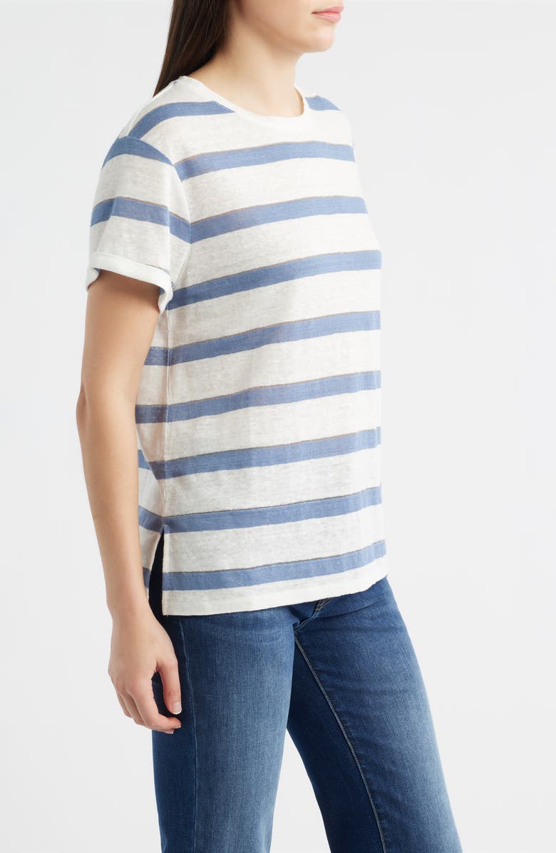 KOBI HALPERIN Kendall Stripe Linen T-Shirt, Alternate, color, Blue/ Ivory