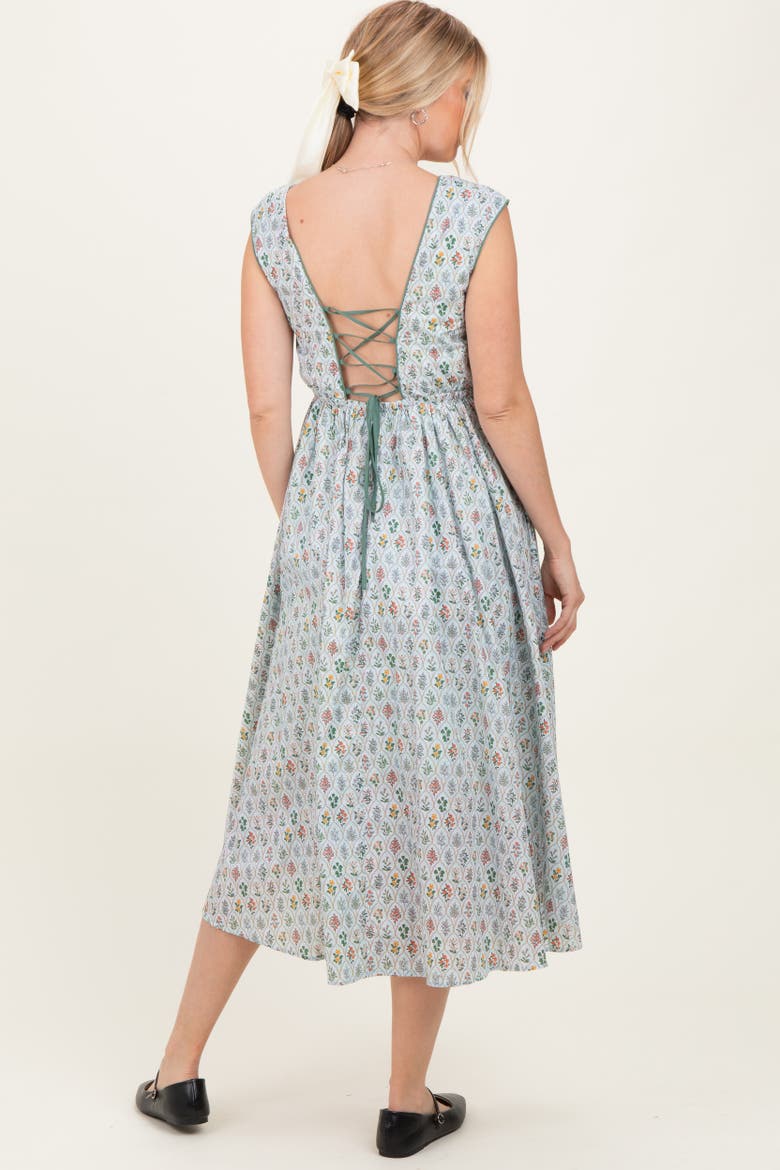 Floral Button Front Sleeveless Maxi Dress, Alternate, color, Light Blue