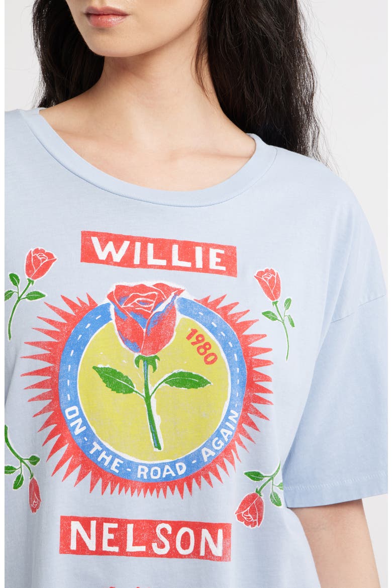 Willie Nelson Rose Label Graphic T-Shirt, Alternate, color, SKY WAY BLUE