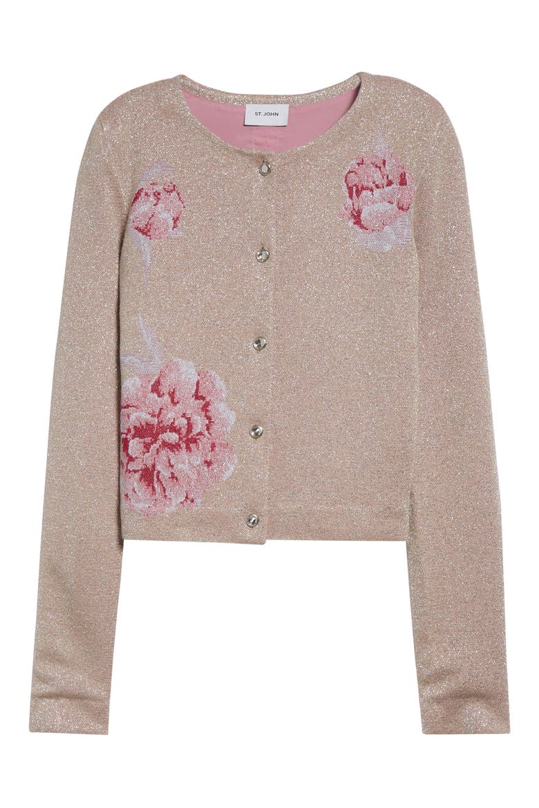 Peony Metallic Jacquard Cardigan, Alternate, color, PEONY METALLIC MULTI