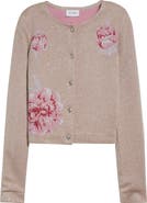 ST. JOHN Peony Metallic Jacquard Cardigan