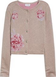 ST. JOHN Peony Metallic Jacquard Cardigan
