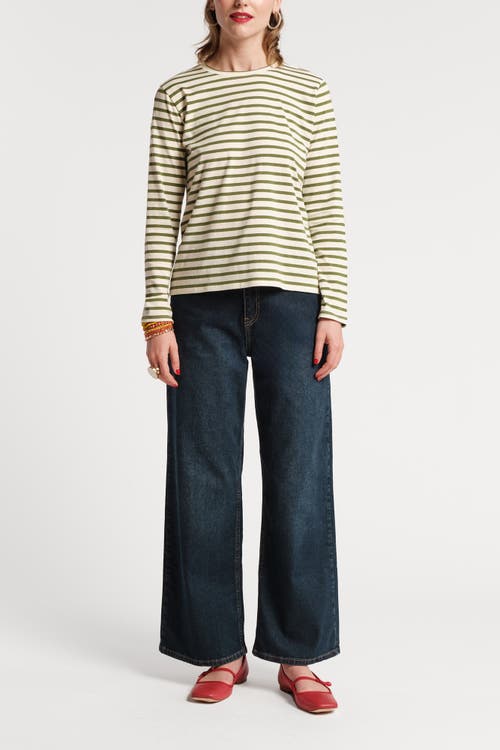 FRANCES VALENTINE FRANCES VALENTINE LONG SLEEVE STRIPED TEE SHIRT STRIPE 100% PIMA COTTON 