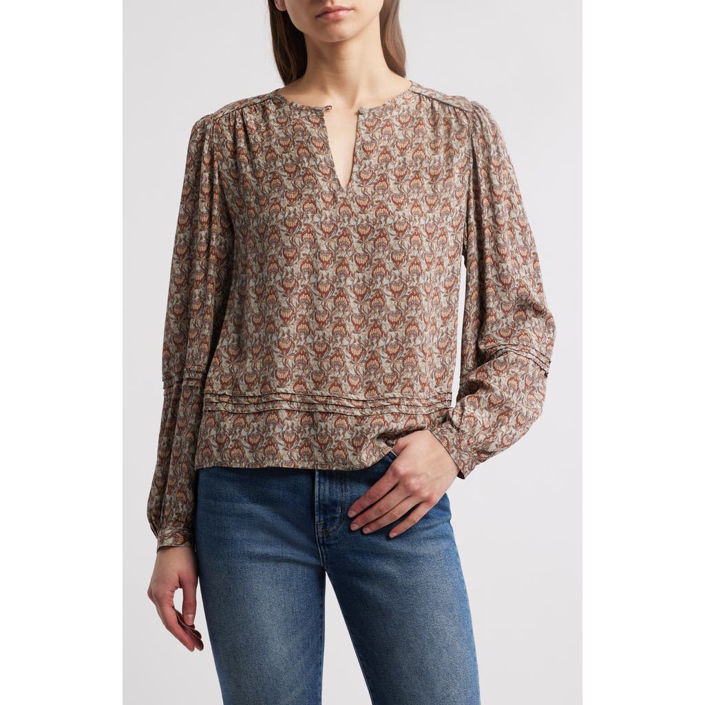 Shop Treasure & Bond Keyhole Top In Green Halo Vined Medallion