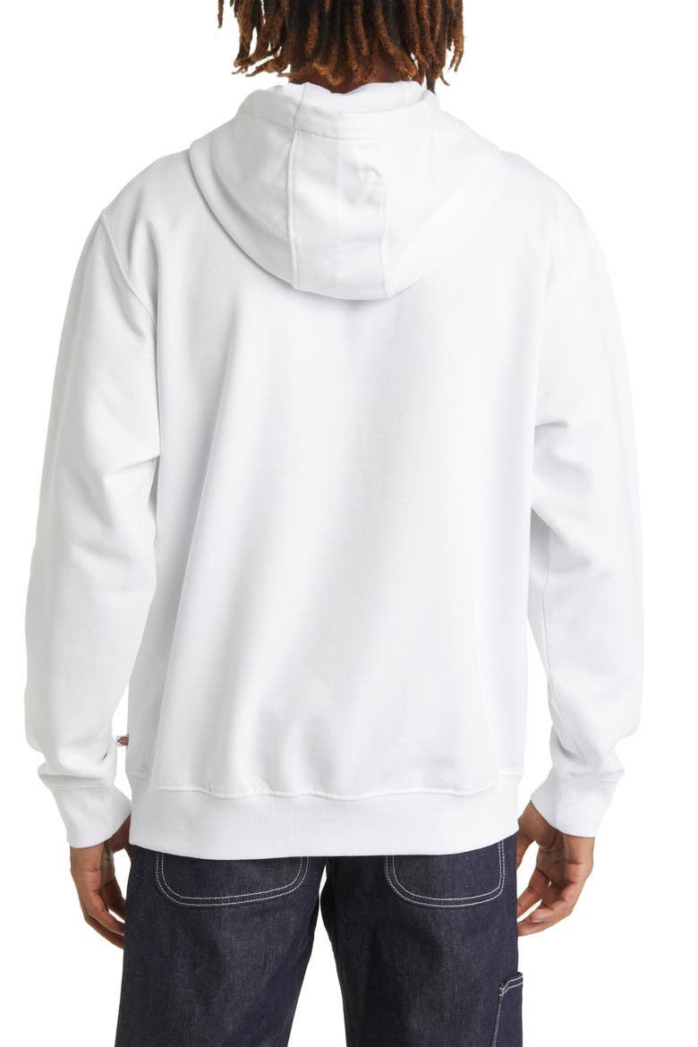 Embroidered Logo Fleece Hoodie, Alternate, color, WHITE
